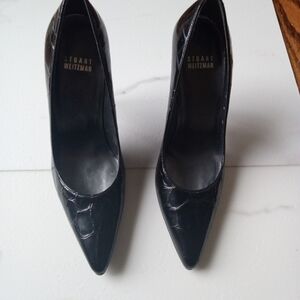 Stuart Weitzman black crocodile heels